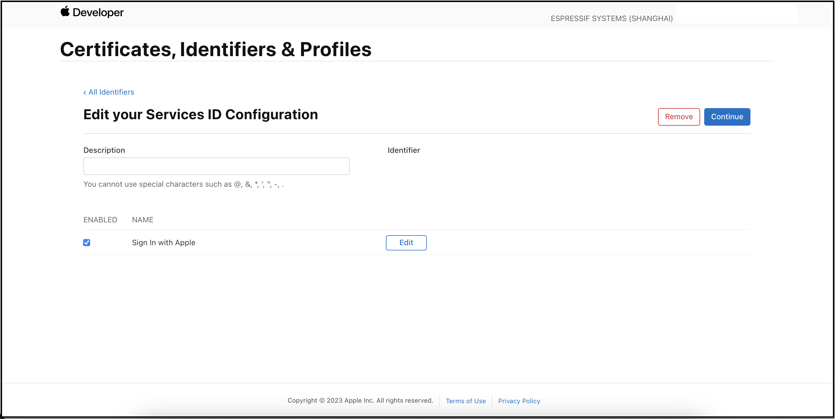 Apple service id configure1