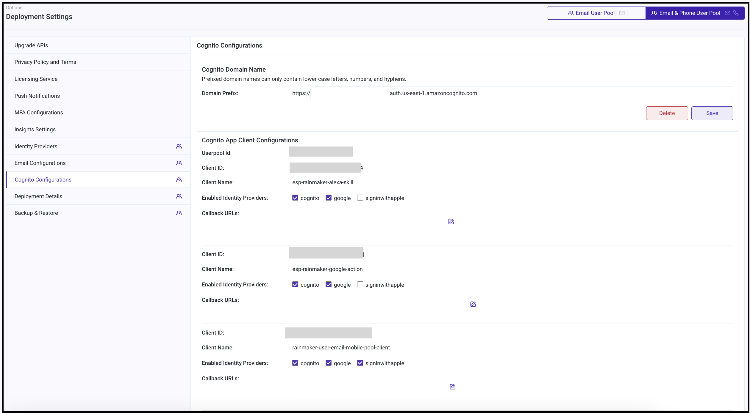 Cognito Config 