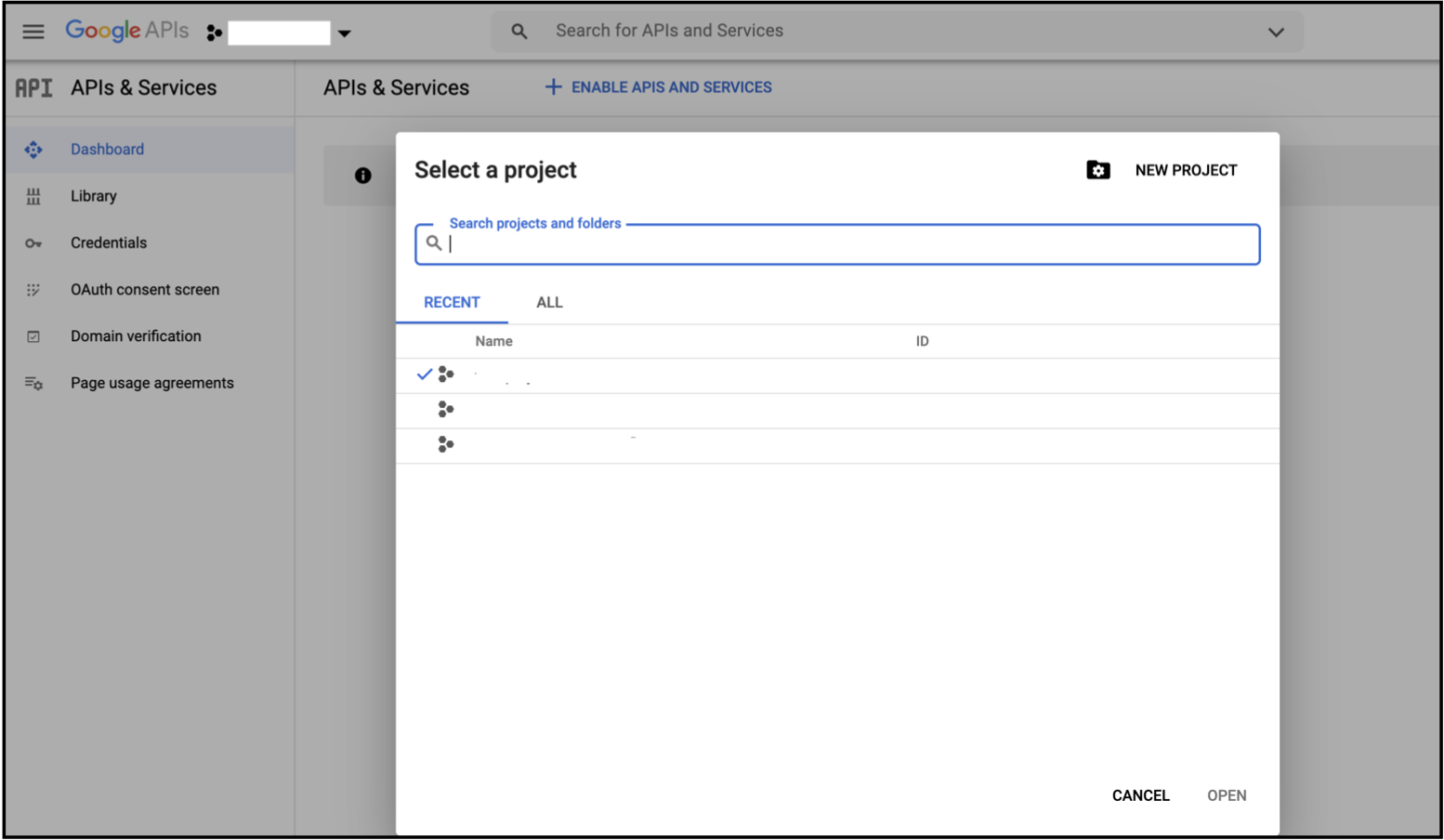 Google API Console Project 