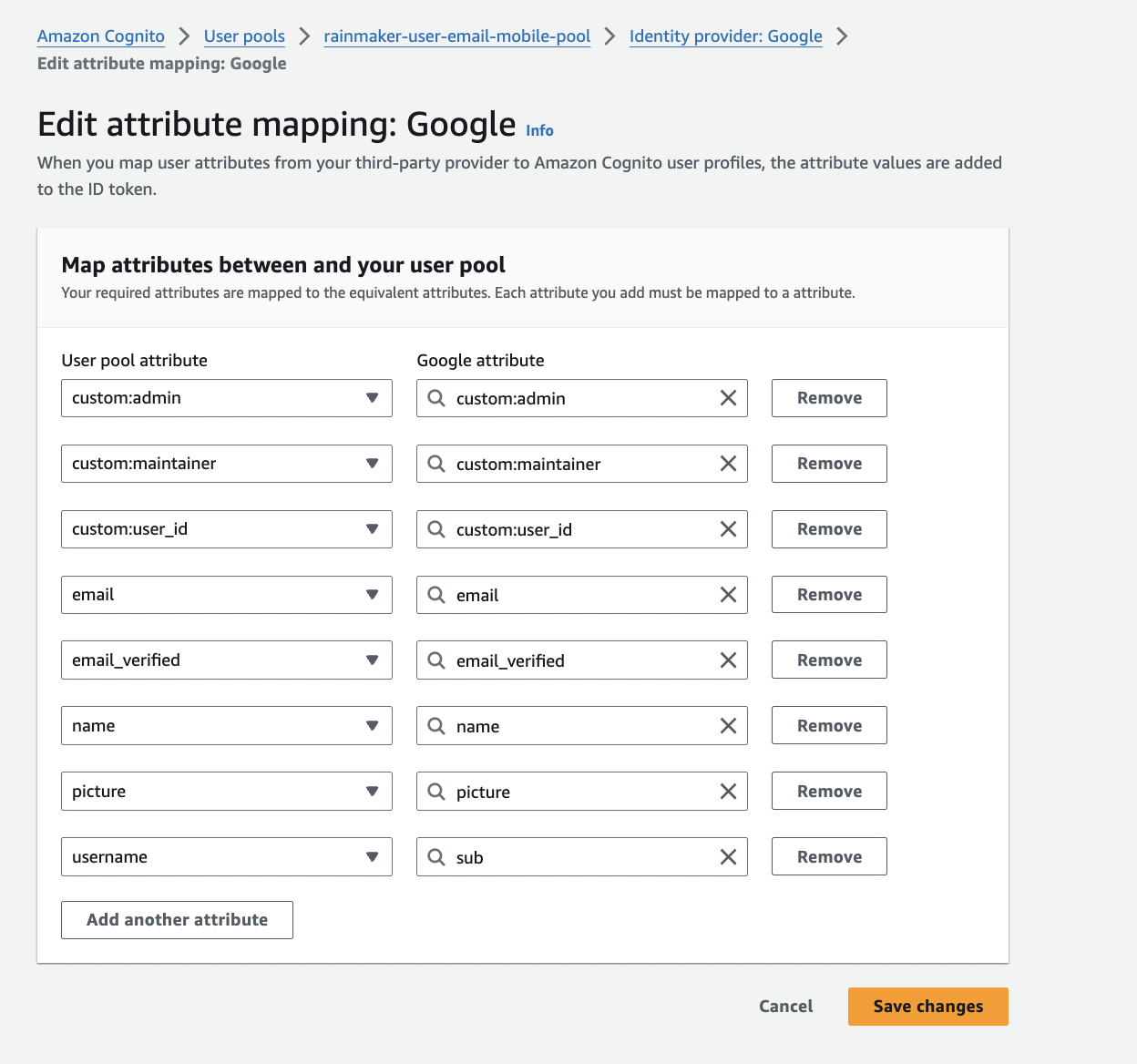 Google sign-in attributes