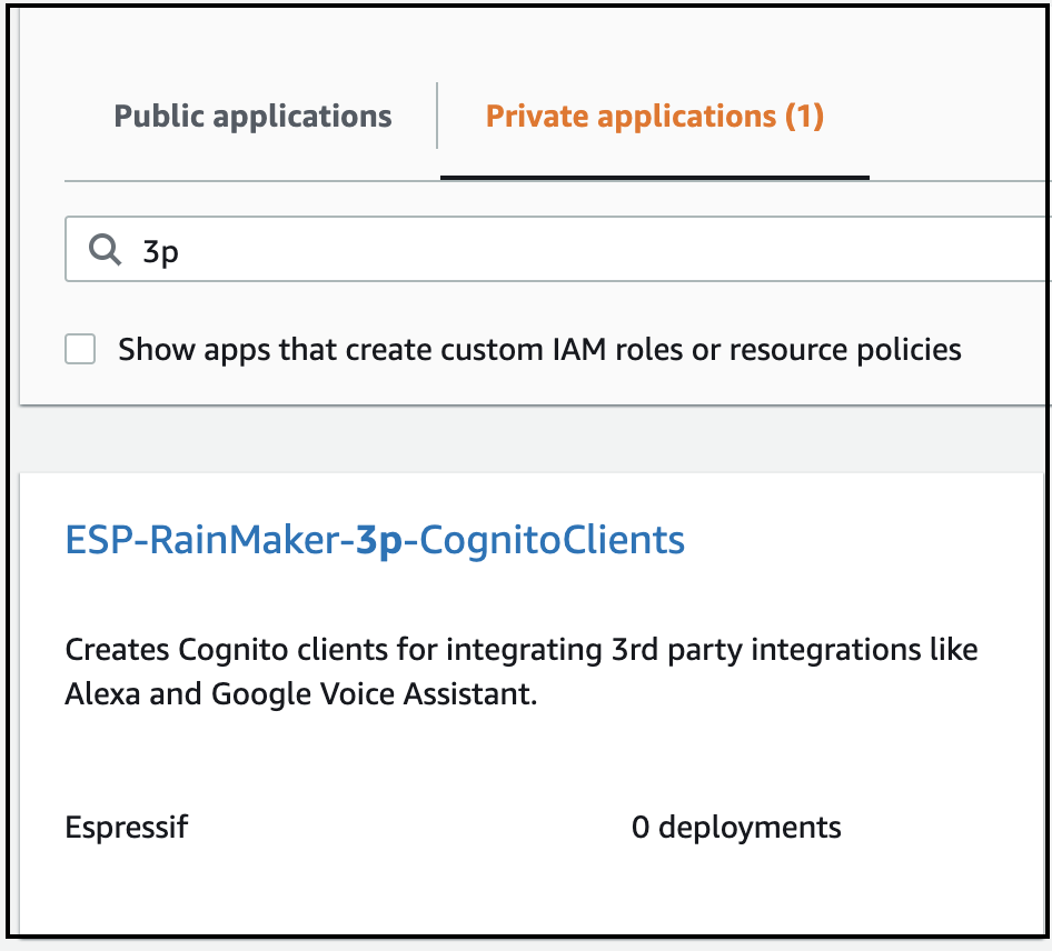 ESP-RainMaker-3p-CognitoClients SAR Application